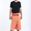 HaremPants.com Men's Cropped Fisherman Pants With Pattern Waist Band In Light Orange