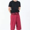 HaremPants.com Men's Cropped Fisherman Pants With Pattern Waist Band In Red