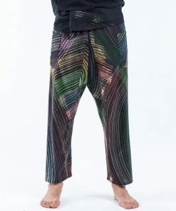 HaremPants.com Rainbow Prints Men's Slim Cut Fisherman Pants In Black