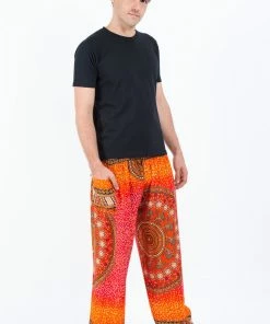 HaremPants.com Tribal Chakras Men's Harem Pants In Orange 8 HaremPants.com Tribal Chakras Men's Harem Pants In Orange