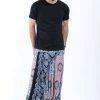 HaremPants.com Mandala Elephant Drop Crotch Men's Elephant Pants In Silver Gray