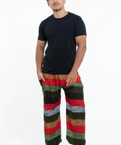 HaremPants.com Boho Green Striped Men's Harem Pants