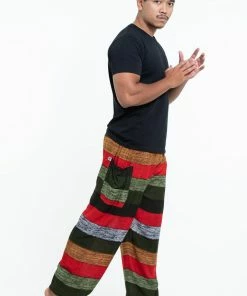 HaremPants.com Boho Green Striped Men's Harem Pants