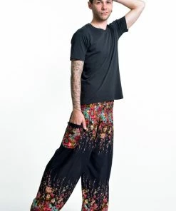 HaremPants.com Floral Men's Harem Pants In Black