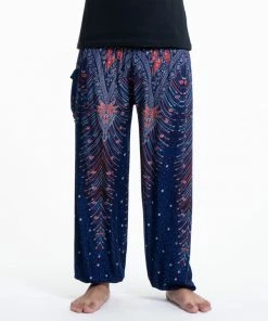 HaremPants.com Peacock Feathers Men's Harem Pants In Blue