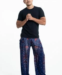 HaremPants.com Peacock Feathers Men's Harem Pants In Blue