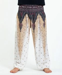 HaremPants.com Peacock Feathers Men's Harem Pants In White
