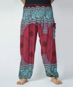 HaremPants.com Geometric Mandalas Men's Harem Pants In Red