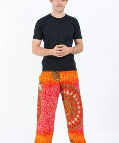 HaremPants.com Tribal Chakras Men's Harem Pants In Orange
