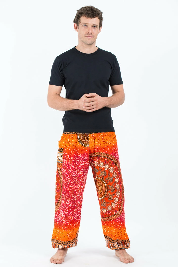 HaremPants.com Tribal Chakras Men's Harem Pants In Orange 3 HaremPants.com Tribal Chakras Men's Harem Pants In Orange