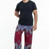 HaremPants.com Lotus Mandalas Men's Harem Pants In Red