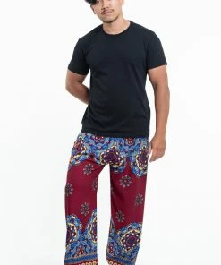 HaremPants.com Lotus Mandalas Men's Harem Pants In Red