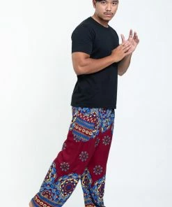 HaremPants.com Lotus Mandalas Men's Harem Pants In Red