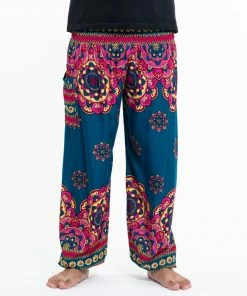 HaremPants.com Lotus Mandalas Men's Harem Pants In Turquoise