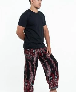 HaremPants.com Paisley Feathers Men's Harem Pants In Black