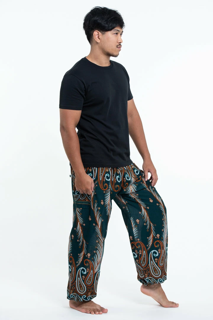 HaremPants.com Paisley Feathers Men's Harem Pants In Green 5 HaremPants.com Paisley Feathers Men's Harem Pants In Green