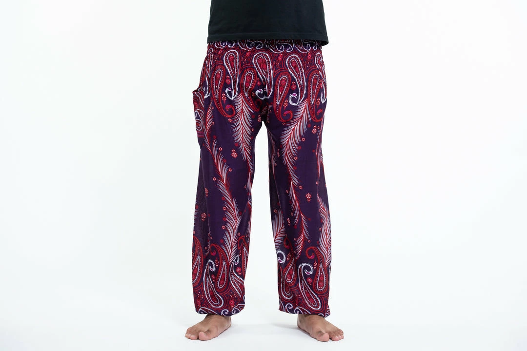 HaremPants.com Paisley Feathers Men's Harem Pants In Purple 4 HaremPants.com Paisley Feathers Men's Harem Pants In Purple