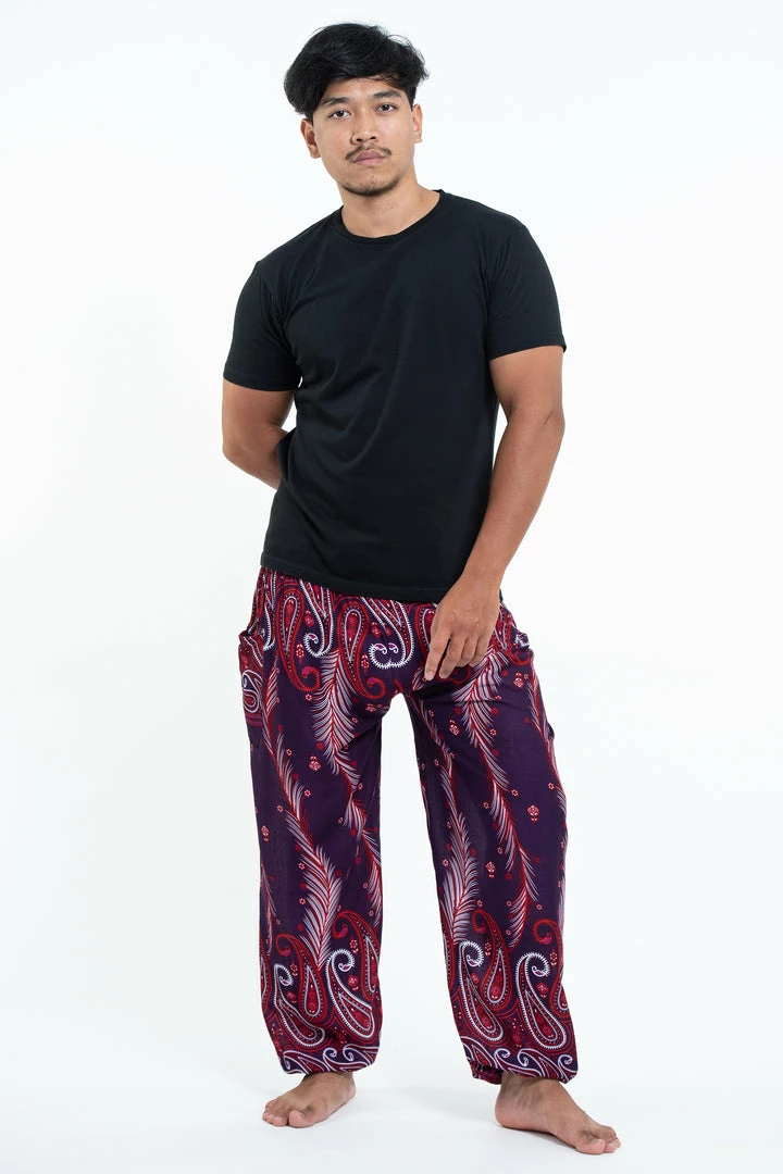 HaremPants.com Paisley Feathers Men's Harem Pants In Purple 3 HaremPants.com Paisley Feathers Men's Harem Pants In Purple