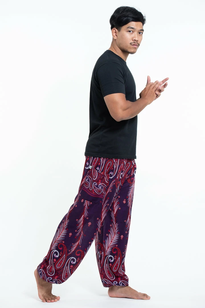 HaremPants.com Paisley Feathers Men's Harem Pants In Purple 5 HaremPants.com Paisley Feathers Men's Harem Pants In Purple