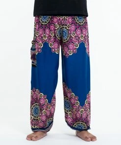HaremPants.com Peony Mandalas Men's Harem Pants In Blue
