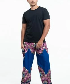 HaremPants.com Peony Mandalas Men's Harem Pants In Blue
