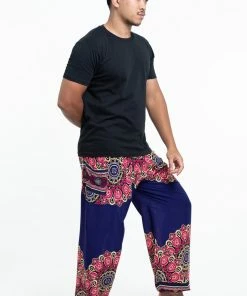HaremPants.com Peony Mandalas Men's Harem Pants In Indigo