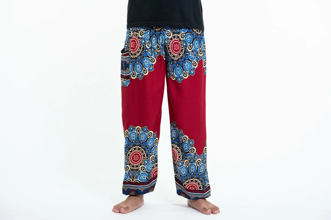 HaremPants.com Peony Mandalas Men's Harem Pants In Red 4 HaremPants.com Peony Mandalas Men's Harem Pants In Red