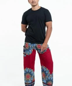 HaremPants.com Peony Mandalas Men's Harem Pants In Red