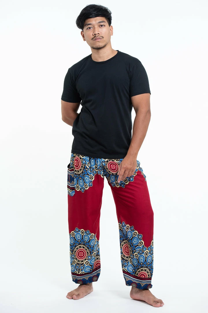HaremPants.com Peony Mandalas Men's Harem Pants In Red 3 HaremPants.com Peony Mandalas Men's Harem Pants In Red