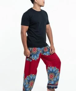 HaremPants.com Peony Mandalas Men's Harem Pants In Red 7 HaremPants.com Peony Mandalas Men's Harem Pants In Red