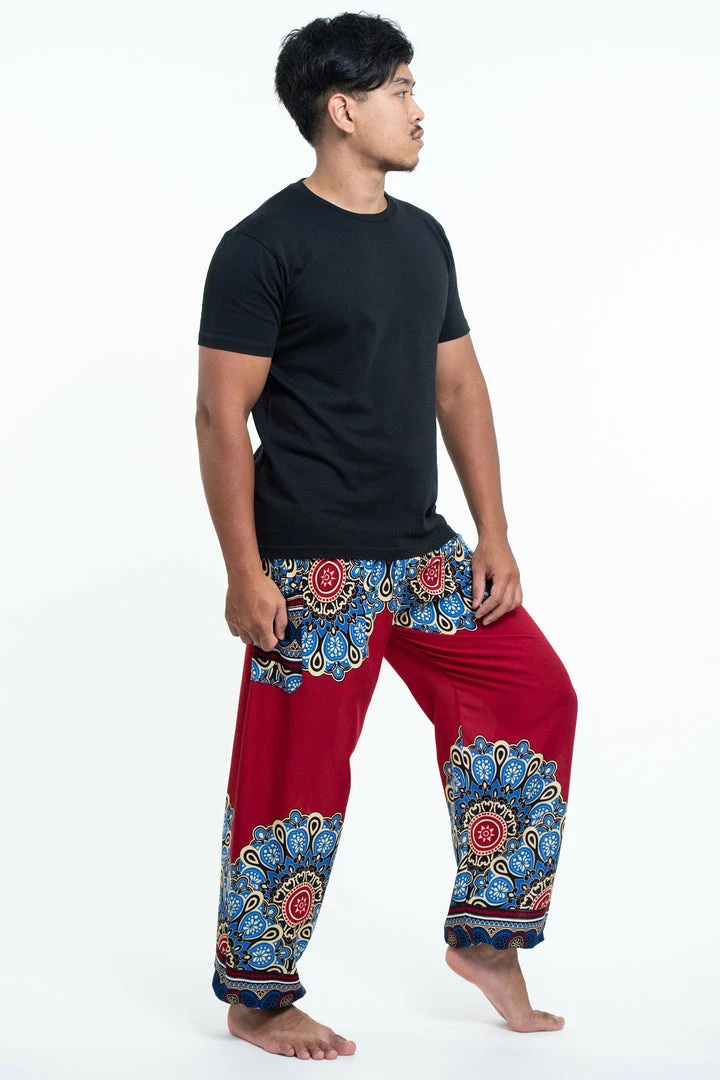 HaremPants.com Peony Mandalas Men's Harem Pants In Red 5 HaremPants.com Peony Mandalas Men's Harem Pants In Red