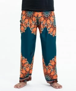 HaremPants.com Peony Mandalas Men's Harem Pants In Teal 6 HaremPants.com Peony Mandalas Men's Harem Pants In Teal