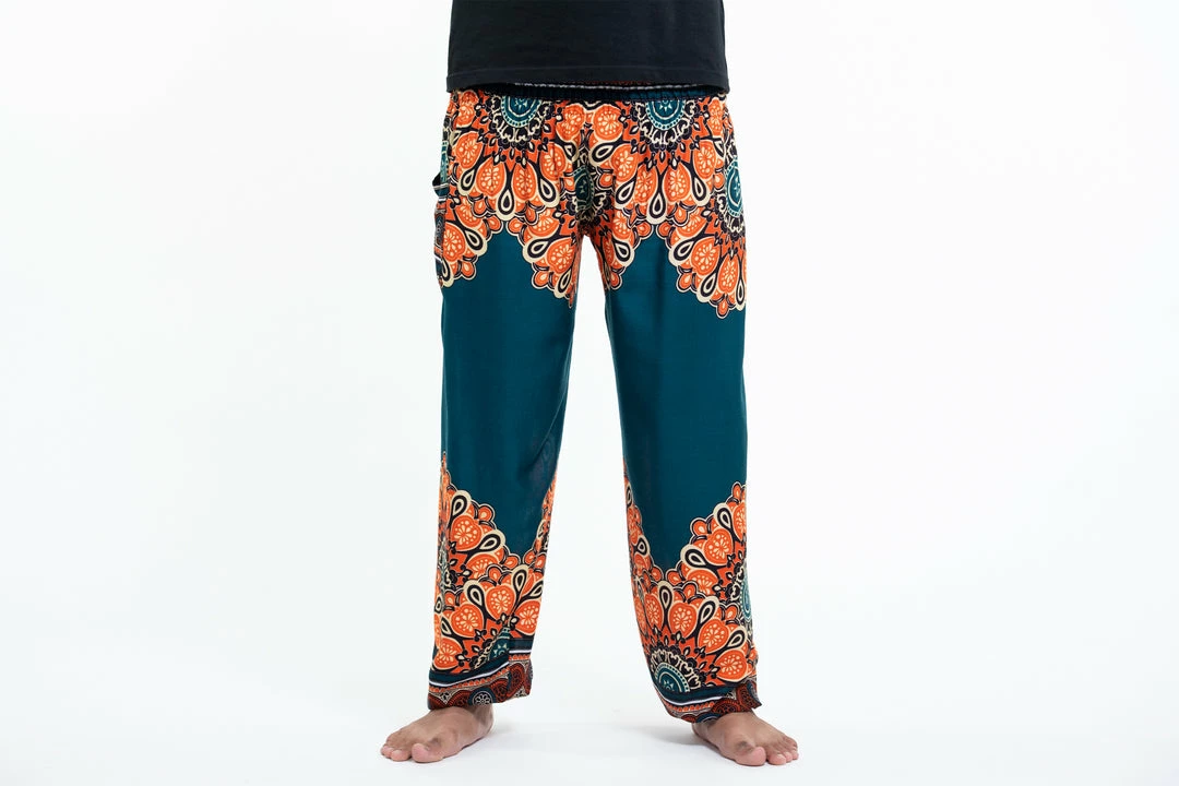 HaremPants.com Peony Mandalas Men's Harem Pants In Teal 4 HaremPants.com Peony Mandalas Men's Harem Pants In Teal