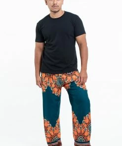 HaremPants.com Peony Mandalas Men's Harem Pants In Teal