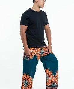 HaremPants.com Peony Mandalas Men's Harem Pants In Teal 7 HaremPants.com Peony Mandalas Men's Harem Pants In Teal