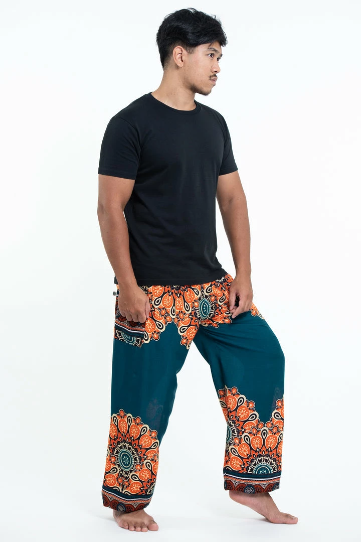 HaremPants.com Peony Mandalas Men's Harem Pants In Teal 5 HaremPants.com Peony Mandalas Men's Harem Pants In Teal