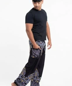 HaremPants.com Floral Vines Men's Harem Pants In Black