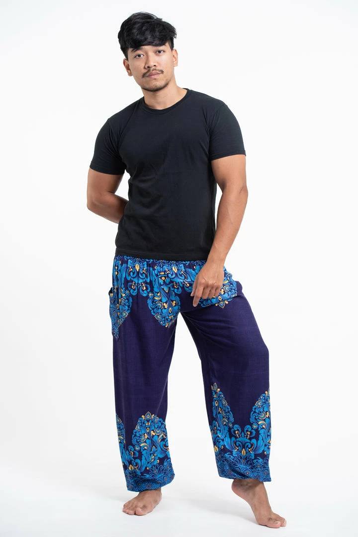 HaremPants.com Floral Vines Men's Harem Pants In Blue 3 HaremPants.com Floral Vines Men's Harem Pants In Blue
