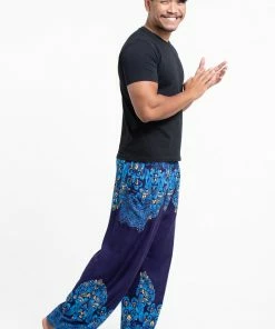 HaremPants.com Floral Vines Men's Harem Pants In Blue 7 HaremPants.com Floral Vines Men's Harem Pants In Blue