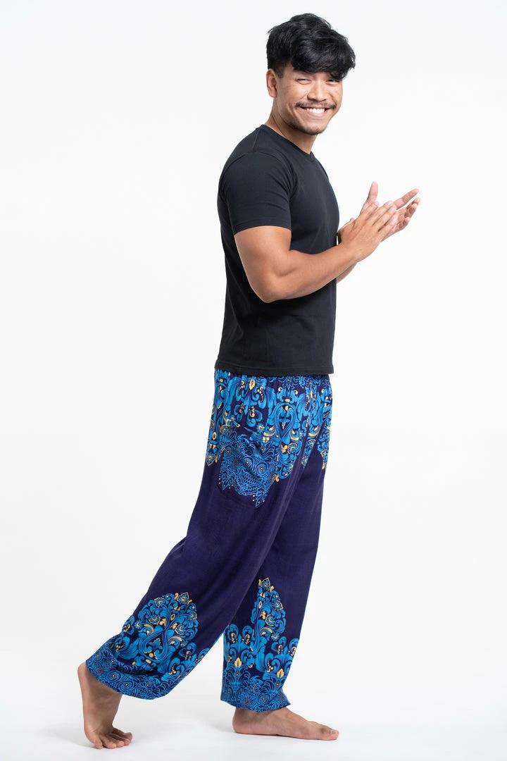 HaremPants.com Floral Vines Men's Harem Pants In Blue 5 HaremPants.com Floral Vines Men's Harem Pants In Blue