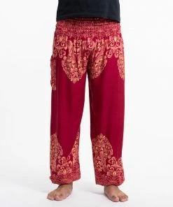 HaremPants.com Floral Vines Men's Harem Pants In Red