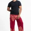 HaremPants.com Floral Vines Men's Harem Pants In Red