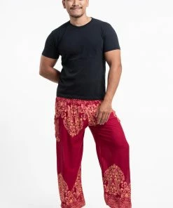 HaremPants.com Floral Vines Men's Harem Pants In Red