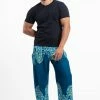 HaremPants.com Floral Vines Men's Harem Pants In Turquoise