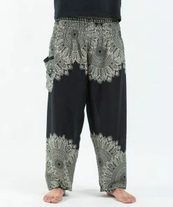 HaremPants.com Floral Mandalas Men's Harem Pants In Black