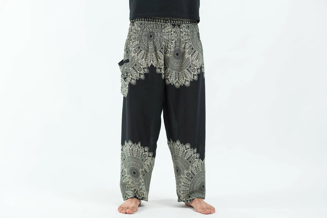 HaremPants.com Floral Mandalas Men's Harem Pants In Black 4 HaremPants.com Floral Mandalas Men's Harem Pants In Black