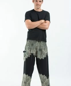 HaremPants.com Floral Mandalas Men's Harem Pants In Black