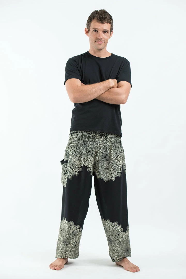 HaremPants.com Floral Mandalas Men's Harem Pants In Black 3 HaremPants.com Floral Mandalas Men's Harem Pants In Black