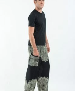 HaremPants.com Floral Mandalas Men's Harem Pants In Black 7 HaremPants.com Floral Mandalas Men's Harem Pants In Black