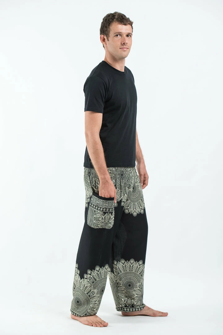 HaremPants.com Floral Mandalas Men's Harem Pants In Black 5 HaremPants.com Floral Mandalas Men's Harem Pants In Black
